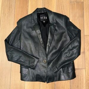 Veda Leather Blazer/jacket - navy